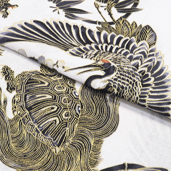 義若オリジナル鯉口シャツ、ダボシャツ　金彩鶴亀　白金